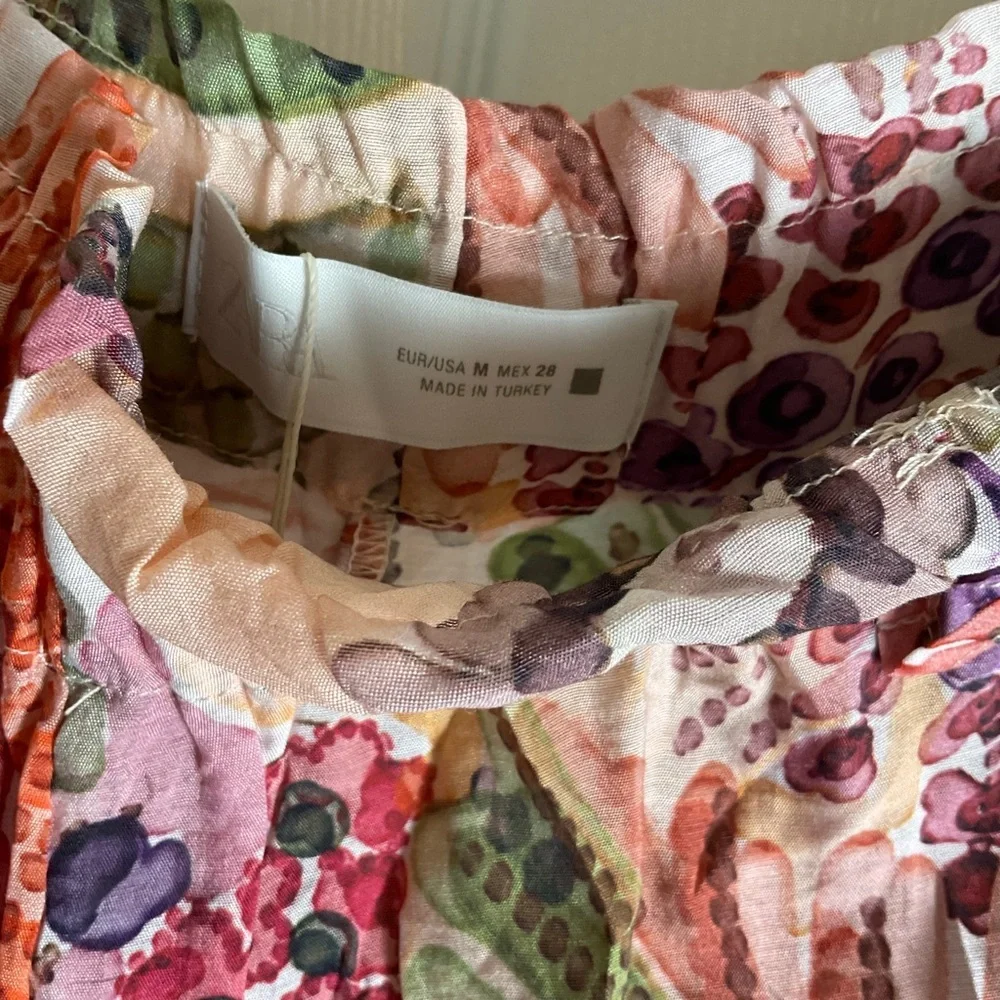 Zara Floral Print Wide Leg Trousers - Size M - Picture 7 of 11